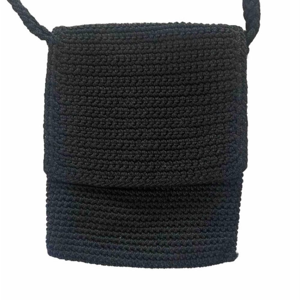 The SAK Black Crochet Crossbody Bag Y2K Boho Shoulder Purse Zip & Flap Satchel